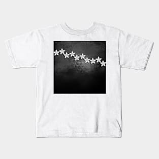 Spectacular silver flowers on black grunge texture Kids T-Shirt